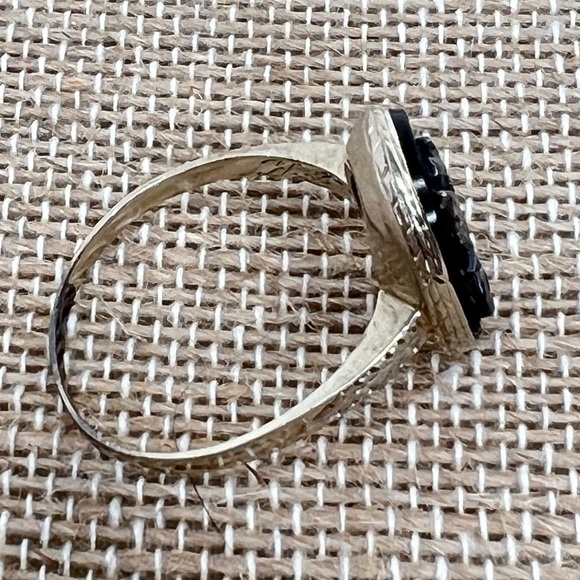 RARE 1923 ART DECO ERA BLACK ONYX RING 14K WHITE GOLD 100 years old - Picture 11 of 16